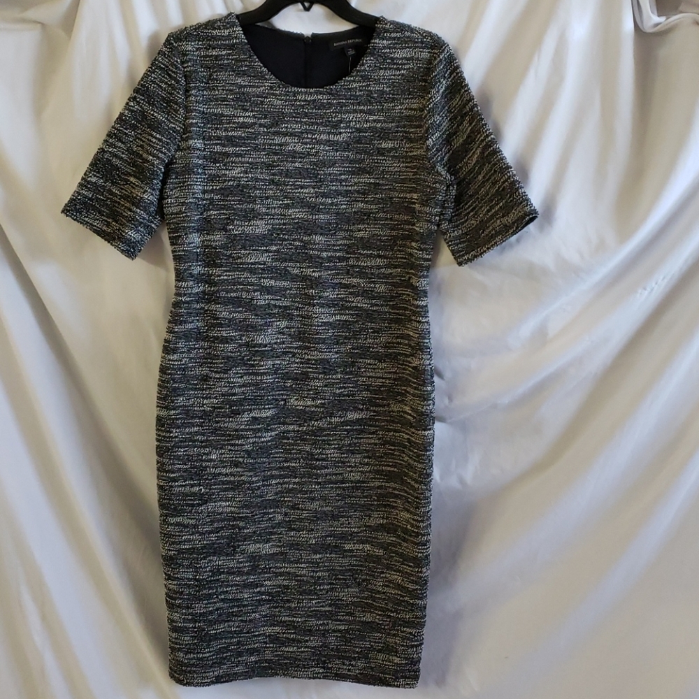 Banana Republic Tweed Knit Black & White Dress Size 12 - Picture 5 of 12